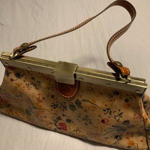 Patricia Nash Floral Print Leather and Metal Frame Bag